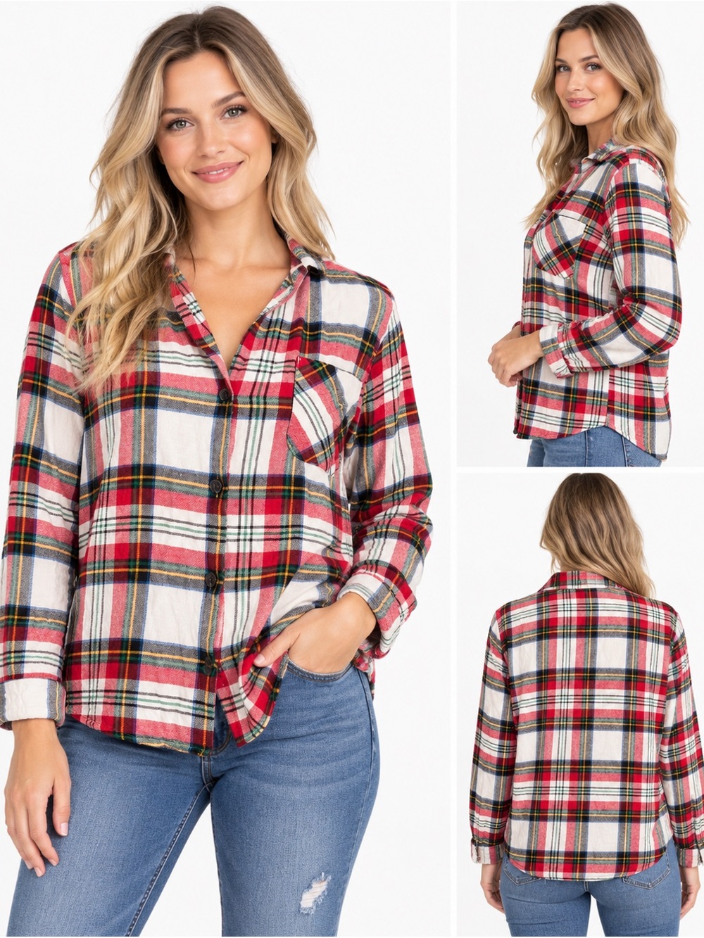 Old Navy Women’s Plaid Button-Up Shirt Size M Flannel Shirt Fall Winter Cozy